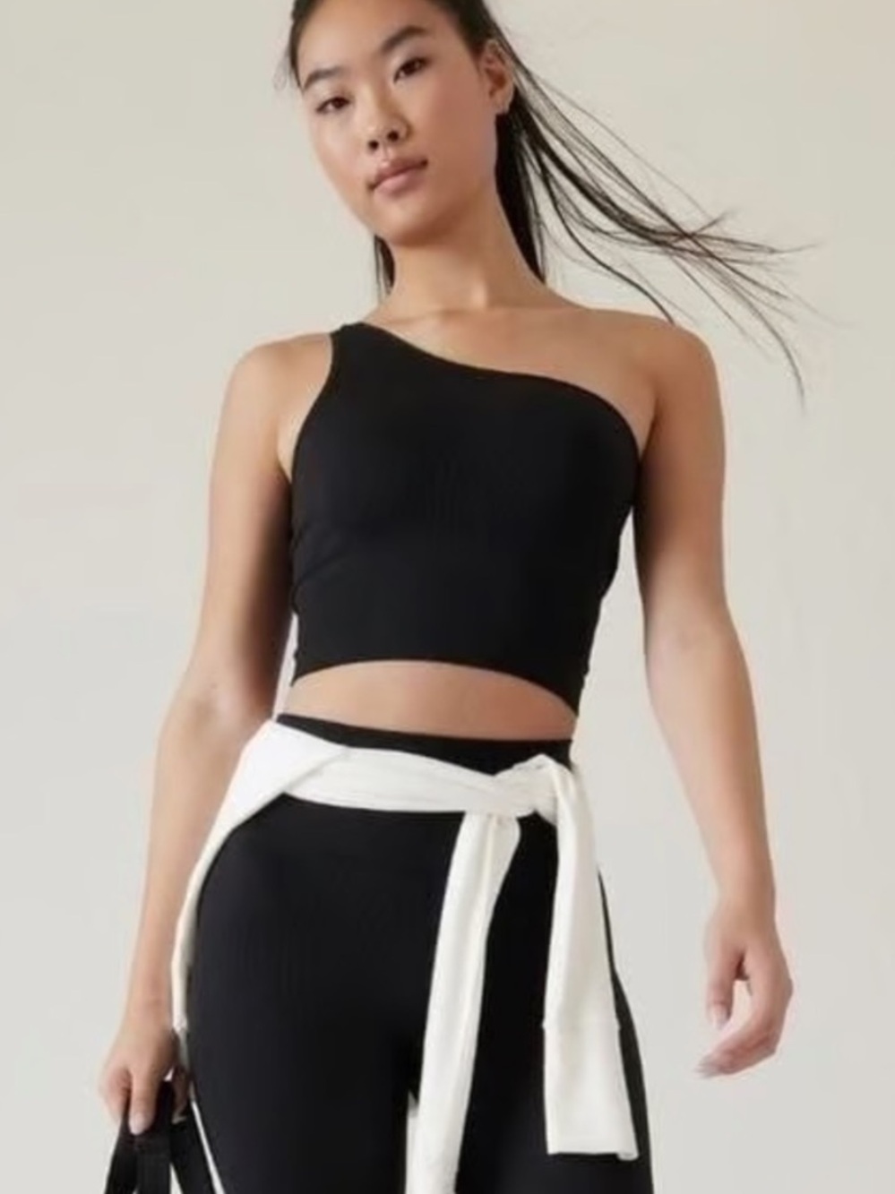 Athleta Aurora One Shoulder Ribbed
Seamless Tank Black Size L Yoga‎